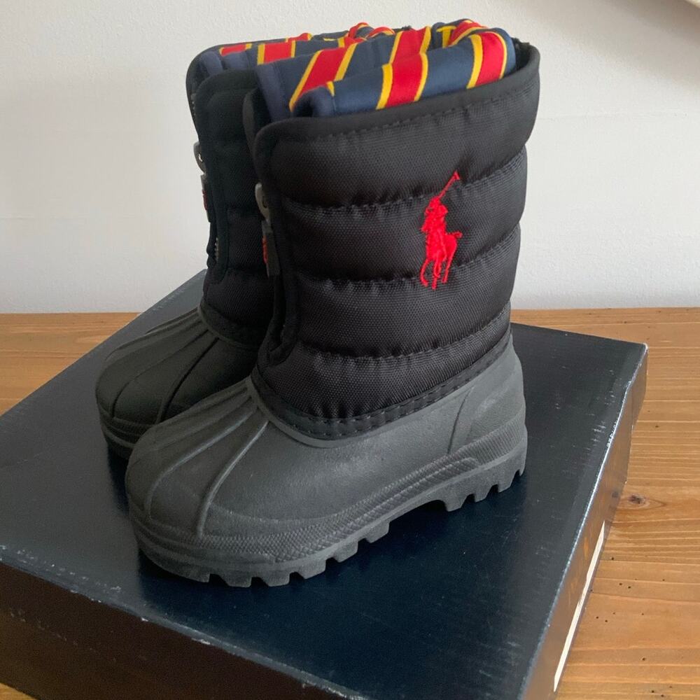 Polo Ralph Black Vancouver Zip Snow Boots size 4